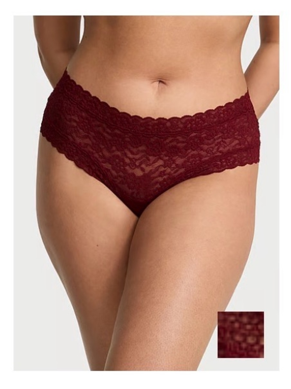 Victoria's Secret Lace Hipster Panty in Burgundy
